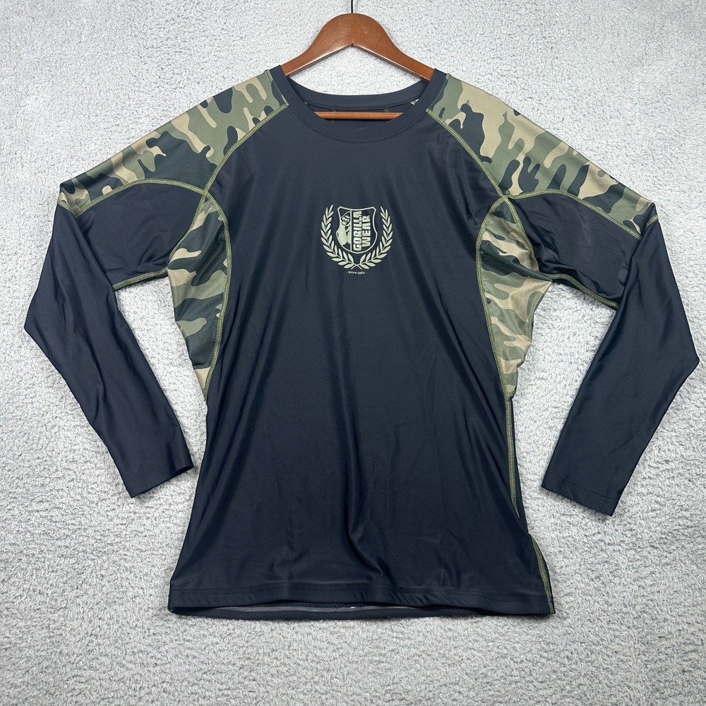 Gorilla Wear Lander Rashguard Mens 2XL Black Camo Long Sleeve Compression Shirt
